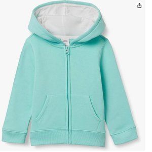 Amazon Essentials Girls Zip-Up Hoodie Sweatshirt Aqua Light Blue Medium 8